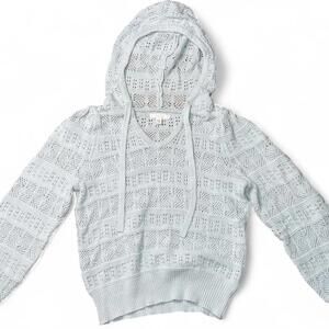 Pastel blue crochet knit hoodie